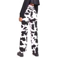 thumbnail image 4 of Women's Cow Printed Denim Pants High Waist Straight Leg Vintage Trousers Y2K Tie Dyed Loose Pant, 4 of 6