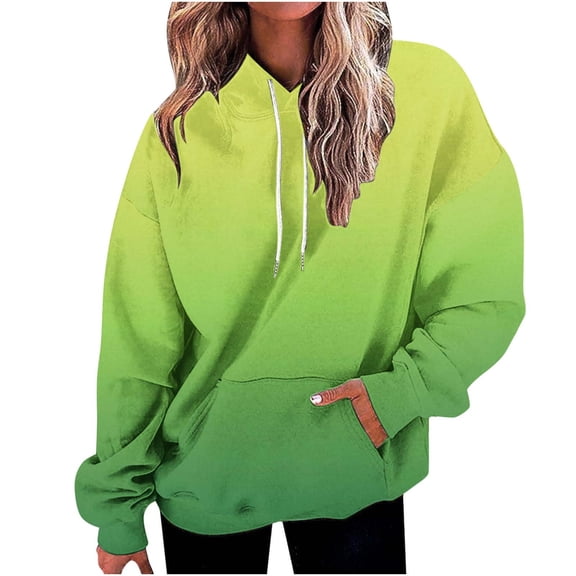 ylioge S-5X Womens Mens Plus Size Hoodies Fleece Lined Sweatshirts with Front Pocket Unisex Couples Long Sleeve Gradient Warm Pullover Hoodie Tops