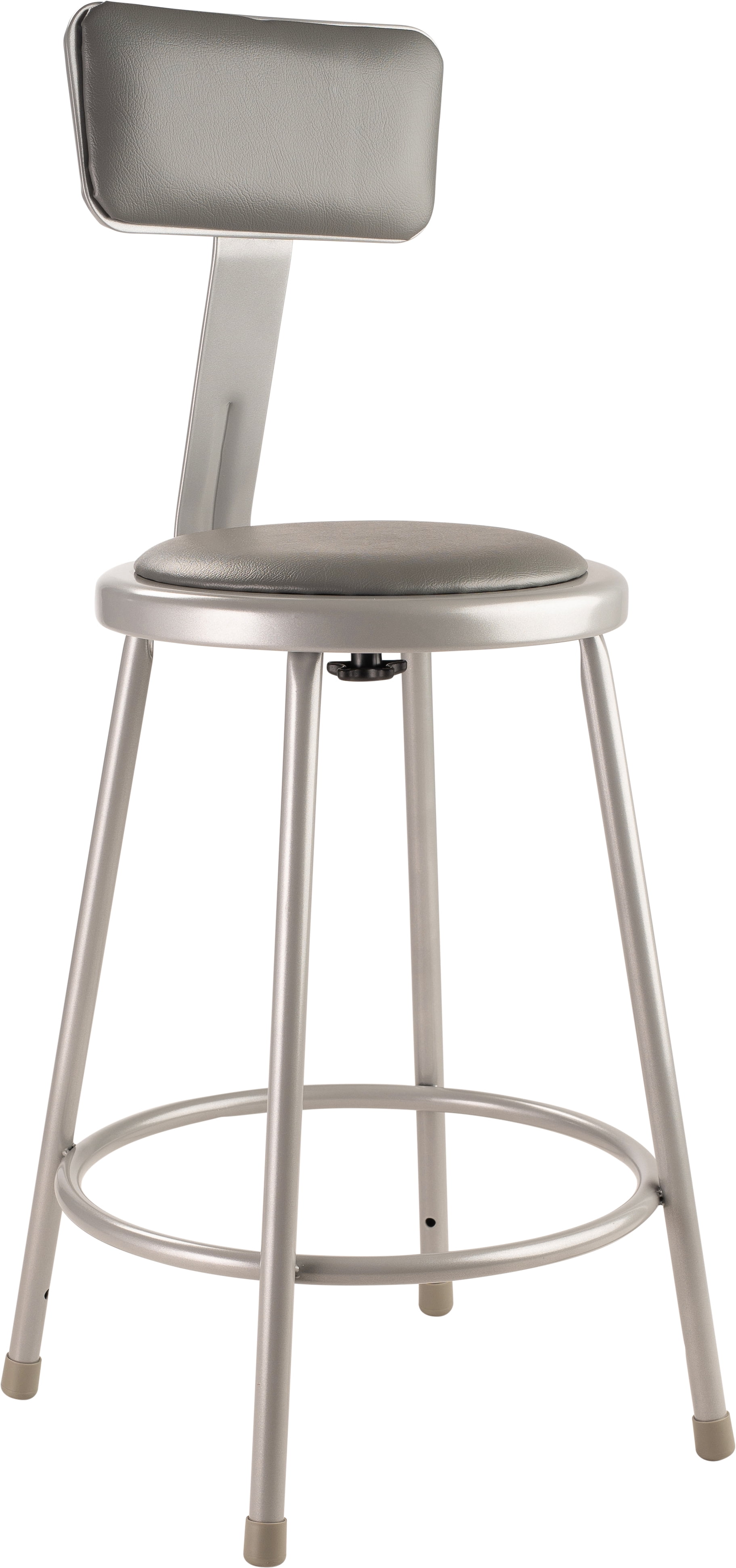 (Pack of 2) NPS® 24" Heavy Duty Vinyl Padded Steel Stool With Backrest, Grey
