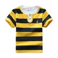thumbnail image 2 of Spazoro Toddler Girls T-shirts, Crewneck Activewear Sport Striped Summer Short Sleeve Tops Gold Size 2-13T, 2 of 3