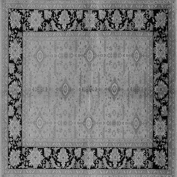 Ahgly Company Indoor Square Oriental Gray Industrial Area Rugs, 7' Square