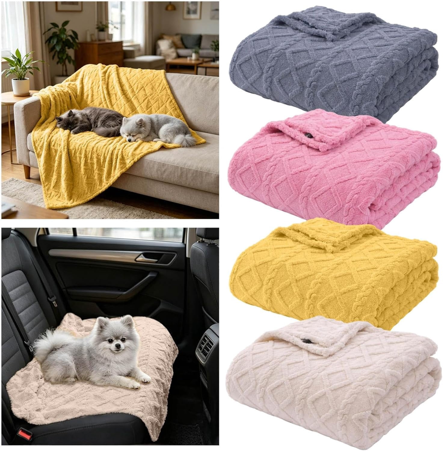 Dog Blanket, Polyester with Cable Knit, Machine Washable