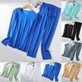thumbnail image 5 of Mens Thin Long Johns Set Ice Silk Long Underwear Long Sleeves Top/bottom/2pc Set, 5 of 9