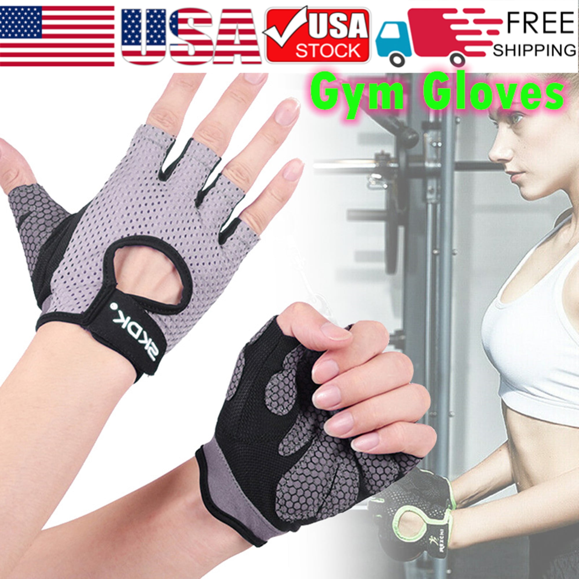 Fingerless Non-slip Sticky Weight Lifting Yoga Gloves Women Men Gym Fitness Exer 