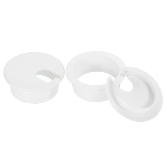 Unique Bargains 2Pack 38mm Cable Hole Cover ABS Desk Cable Wire Cord Grommet for Wire Organizer, White