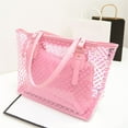 thumbnail image 1 of Women Transparent Handbag Candy Color  Dot Decor Compound Beach Shoulder Bag New, 1 of 10