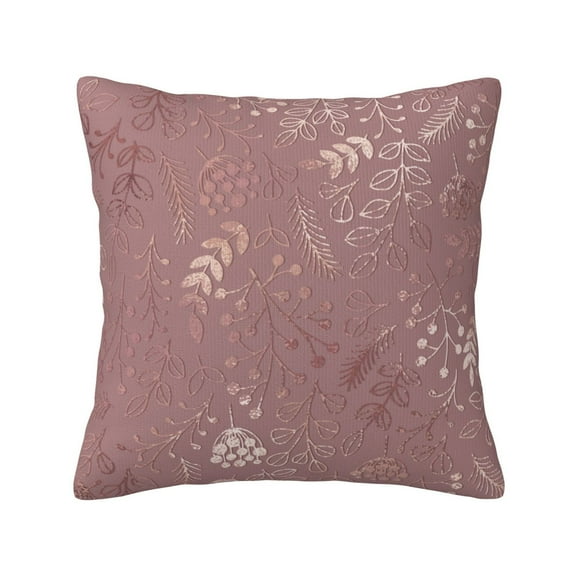 18x18in Plush Pillowcases With Zipper Ultra Soft Velvet Pillow Cases Decorative Throw Pillow Covers For Sofa Living Room Home Decor Elegant Rose Gold Floral Pattern