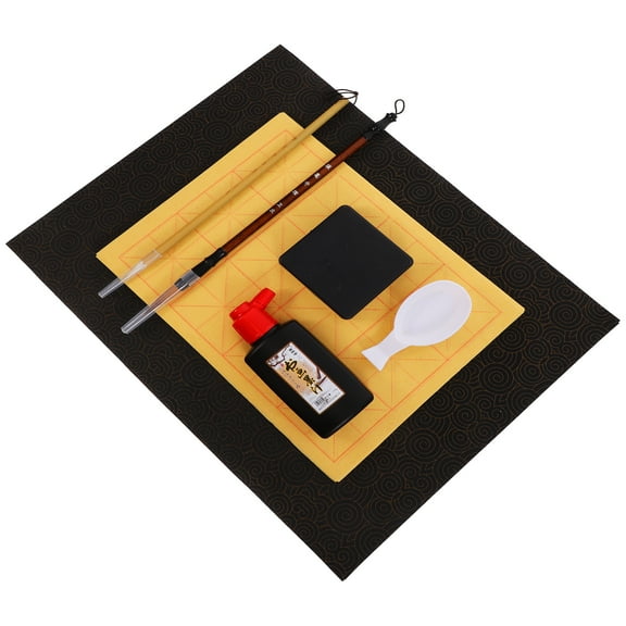 Masteelf Calligraphy Pens Set for Beginners with Ink Stone Writing Brushes Paper and Ink Multi Color Practice Use