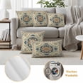 thumbnail image 6 of Retro Classical Floral Pillow Covers 2 Pack Blue Green Ethnic Bohemian Style Pillowcase Waterproof Outdoor Throw Pillow Cover for Patio Garden Square Cushion 20”x20”, 6 of 9