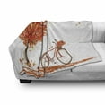 thumbnail image 3 of Autumn Soft Flannel Fleece Throw Blanket, Watercolor Fall Season Landscape with Leaves Flying in Breeze Bicycle, Cozy Plush for Indoor and Outdoor Use, 50" x 60", Orange Brown and White, by Ambesonne, 3 of 6