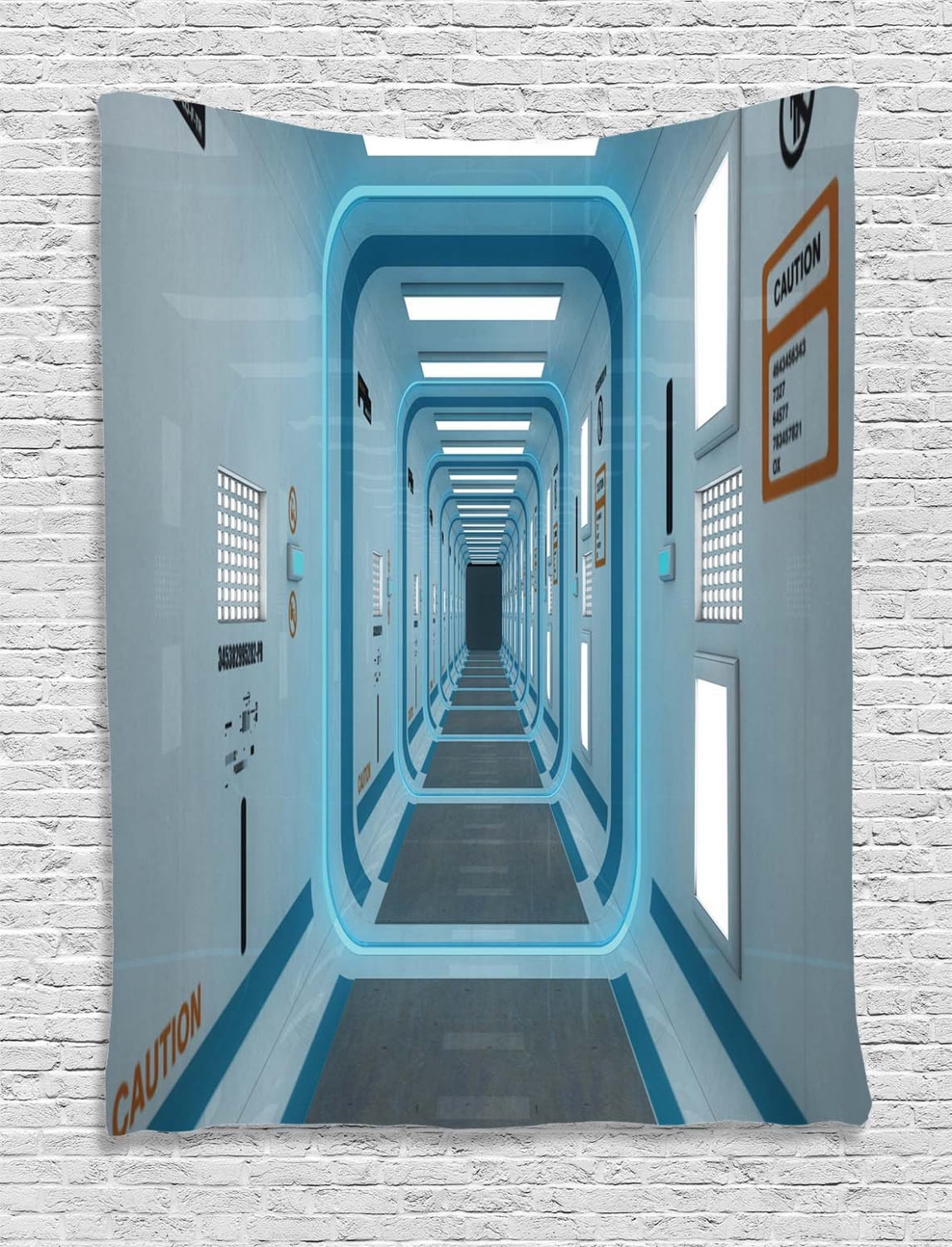 Outer Space Tapestry, Galactic Hallway with Caution Signs Discovery