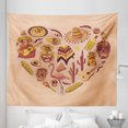 thumbnail image 1 of Hispanic Tapestry, Latin American Themed Folkloric Cartoonish Items as Heart Shape Print, Fabric Wall Hanging Decor for Bedroom Living Room Dorm, 5 Sizes, Peach and Multicolor, by Ambesonne, 1 of 1