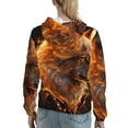 thumbnail image 7 of Cauagu Gold Flame Pattern Wolf for Women's Hooded Sweatshirts Pullover Hoodie for Women Fall Workout Sweat Long Sleeve Preppy Sweatshirts-Large, 7 of 7