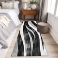 thumbnail image 4 of 2'x6' Rug Runners for Hallways Kitchen, Black Waves Non Slip Entryway Beside Floor Carpet Runner, Ombre Sea Ripples Shabby Beach Washable Laundry Room Bedroom Throw Rugs Mat for Family Pet, 4 of 8