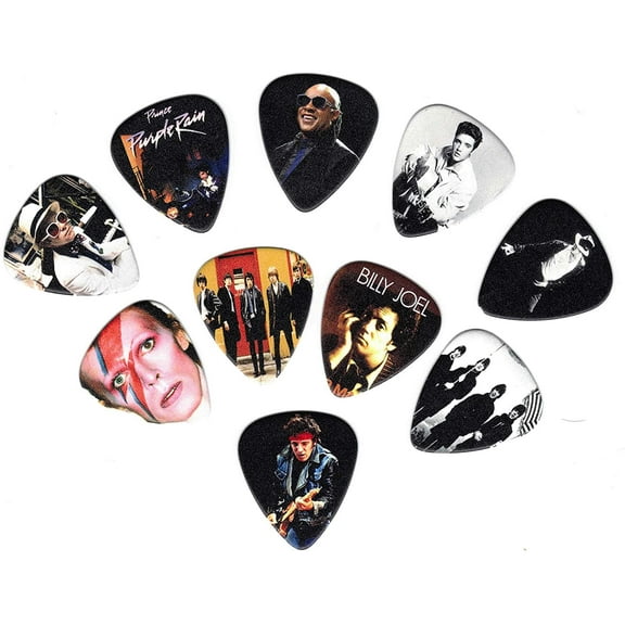 Top Pop Icons Guitar Picks ft Prince, David Bowie & MJ (10 in a pack)