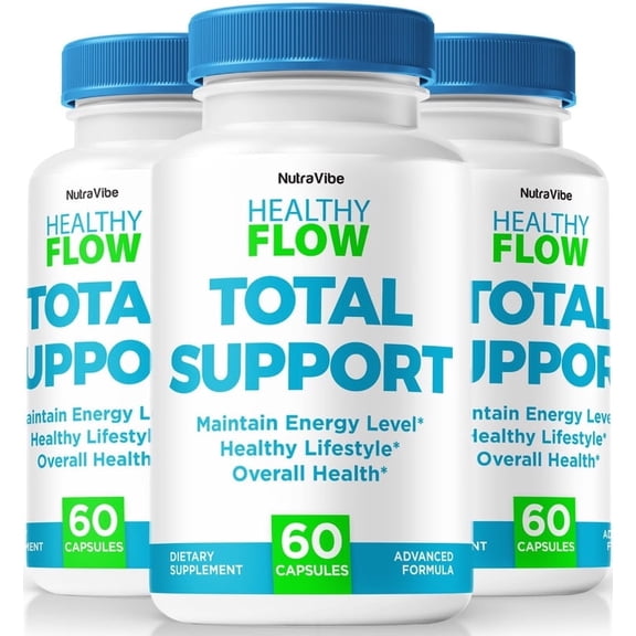 (3 Pack) Healthy Flow Total Support Capsules, Original HealthyFlow Formula - Naturally Supports Healthy Circulation, Stable Levels and Energizes the Body, Official Review (180 Capsules)
