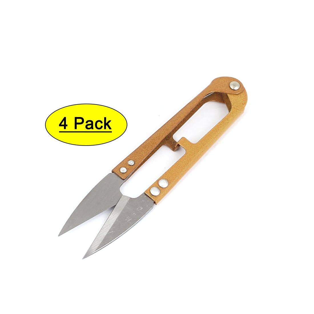 Unique Bargains Metal Grip Thread Fishing Line Sewing Yarn Scissor Cutter Snipper Orange 4Pcs