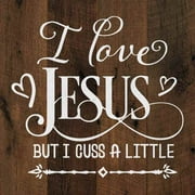 Love Jesus Funny Rustic Looking Inspiration Faith Wood Sign Wall Décor 12 x 12 Wood Sign B3-12120061073