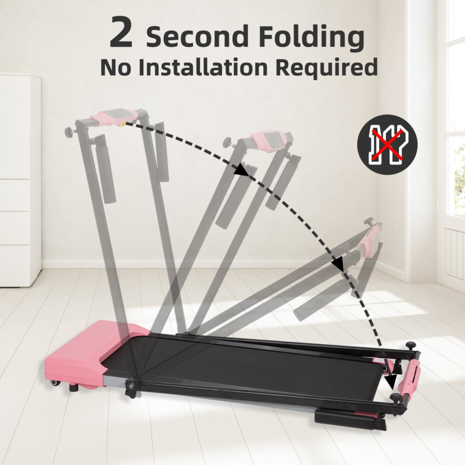 Compact Home Treadmill with LED Screen, Variable Speed up to 7.5 MPH, Walking and Running Treadmill