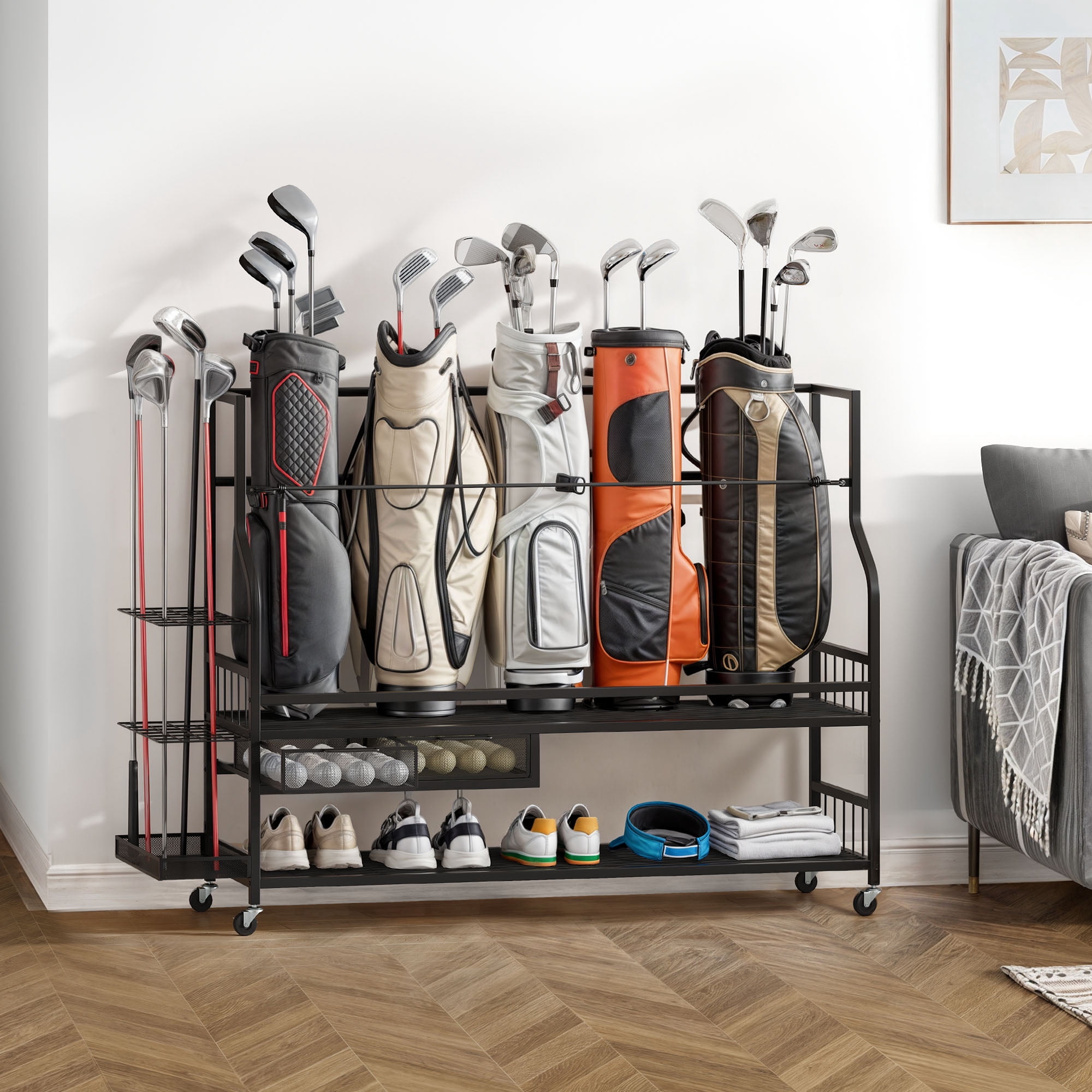 Dextrus 5 Golf Bag Organizer Freestanding Stand Holder Rack with