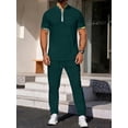 thumbnail image 5 of Men 2 Piece Casual Beach Outfits Short Sleeve Button Down Shirts Summer Loose Pant Sets Vacation Outfits Dark Green M, 5 of 6