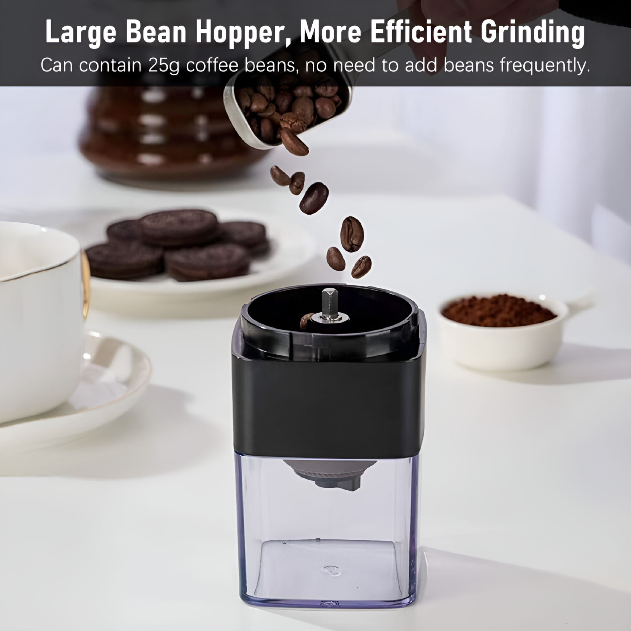 ZEPARO Portable Mini Electric Burr Coffee Grinder with Adjustable Coarse Fine Grinding Removable Chamber for Home Travel Office Coffee Shop Coffee Burr Grinder