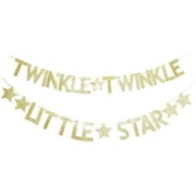 Twinkle Twinkle Little Star Gold Glitter Banner for Baby Shower/Kids Birthday Party Sign Decorations