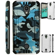 WORLD ACC Silver Guard Case Compatible for Coolpad Legacy S Brushed Metal Texture Hybrid TPU Phone Cover (Blue Black