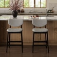 thumbnail image 3 of Dayalane Modern Barstools Set of 4, 26" Farmhouse Upholstered Counter Height Bar Stools with Wooden Legs, Bar Chairs with Back Support for Kitchen Island, Powell Stools, Dining Room, Pub, Linen Grey, 3 of 7