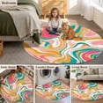 thumbnail image 5 of Round Rugs 3Ft, Colorful Moire Round Area Rug Washable Indoor Throw Carpet, Art Abstract Geometric Modern Small Non Slip Circle Rug for Bedroom Living Room Home Decor Aesthetic, 5 of 8