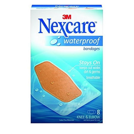 Nexcare Waterproof Clear Bandage, Knee and Elbow, 8-Count Packages (Pack of 24)