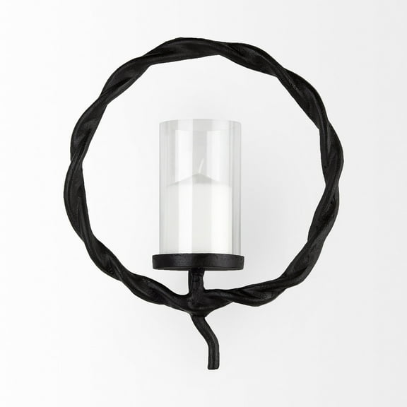 Mercana Rizwan Black Aluminum Braided Circular Candle Holder