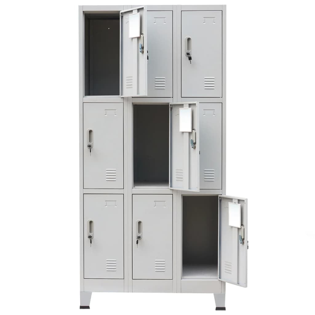 Kepooman 35.4" Home Office Metal Lockable Storage Locker with 9 Compartments, Gray