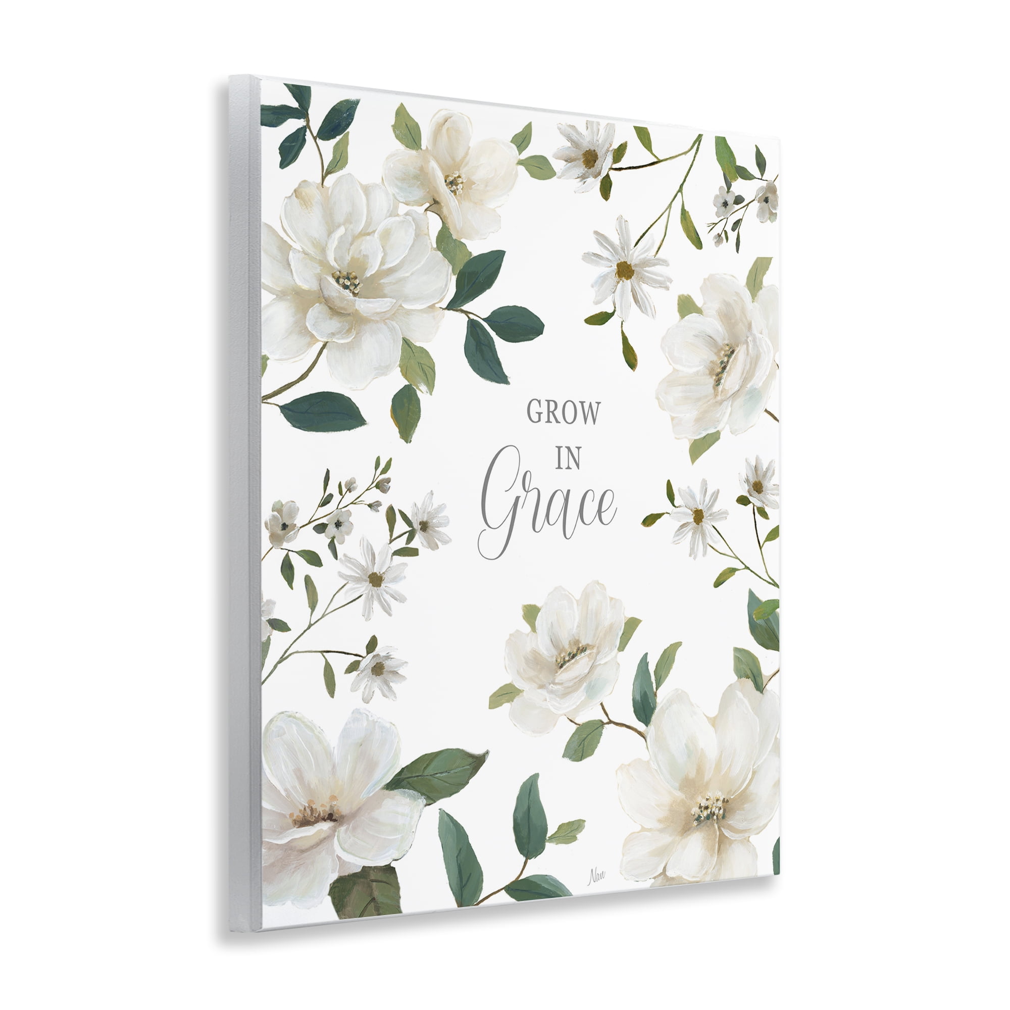 Stupell Industries Floral Grow In Grace Wall Plaque Art, design by Nan