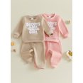 thumbnail image 3 of Cenuakty Girl Winter Fall Outfit Letter Embroidered Sweatshirt Joggers, 3 of 9