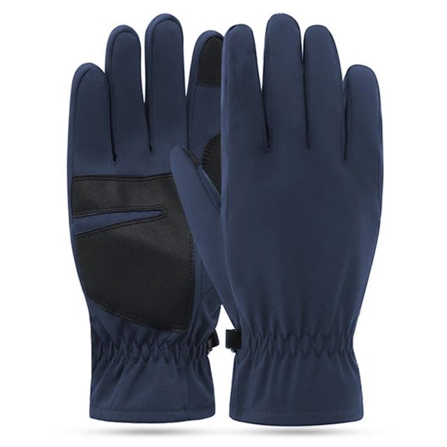 Minnieouse 1 par de guantes térmicos para ciclismo a prueba de viento, impermeables, pantalla táctil ajustable, mitones para deportes al aire libre de guantes y mitones Azul oscuro Minnieouse AP013168-03