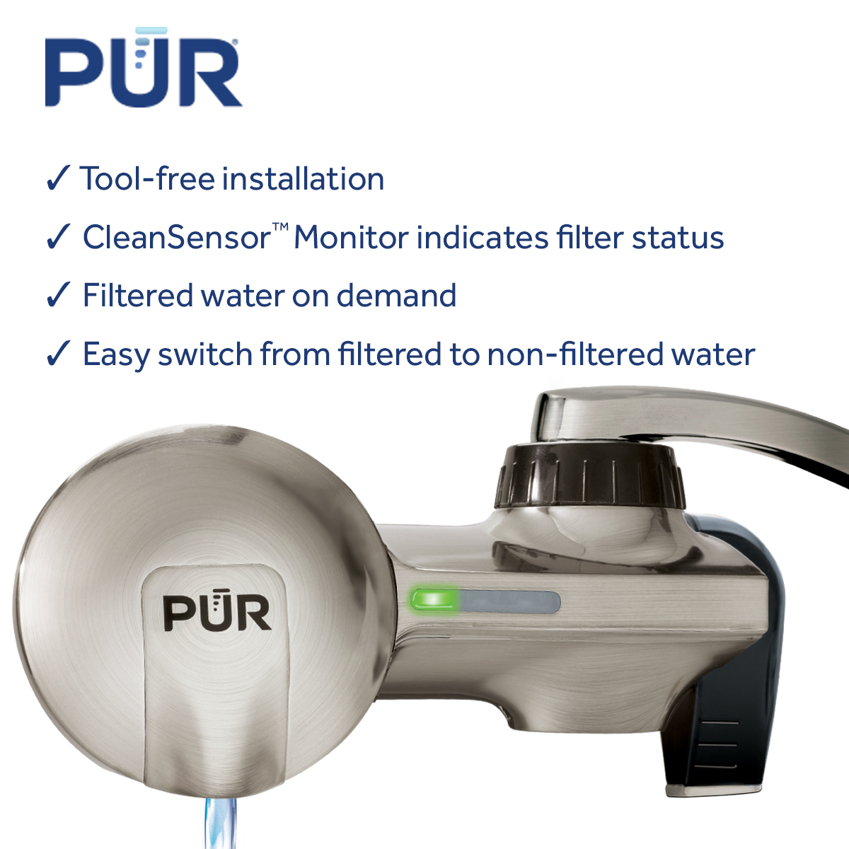 PUR PLUS Faucet Mount Water Filtration System, Stainless Steel Style, PFM450S - image 4 of 11