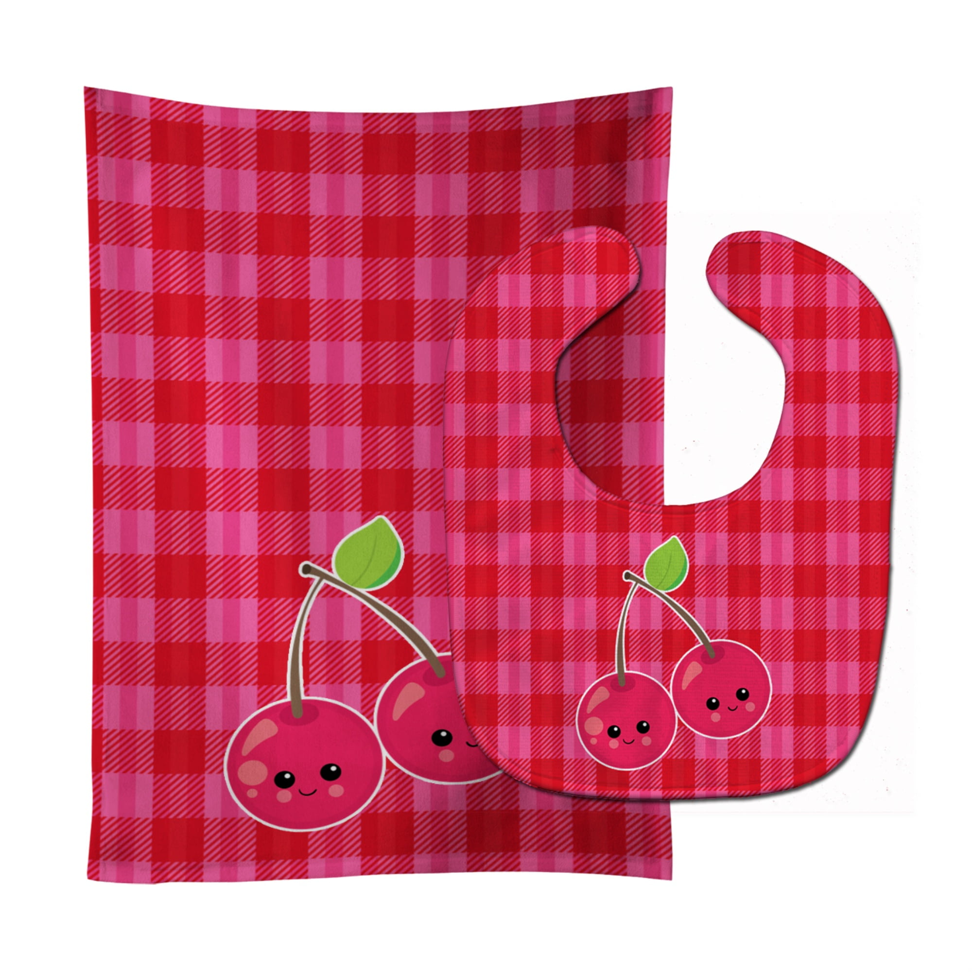 Carolines Treasures BB6985STBU Cherry Faces Baby Bib & Burp Cloth