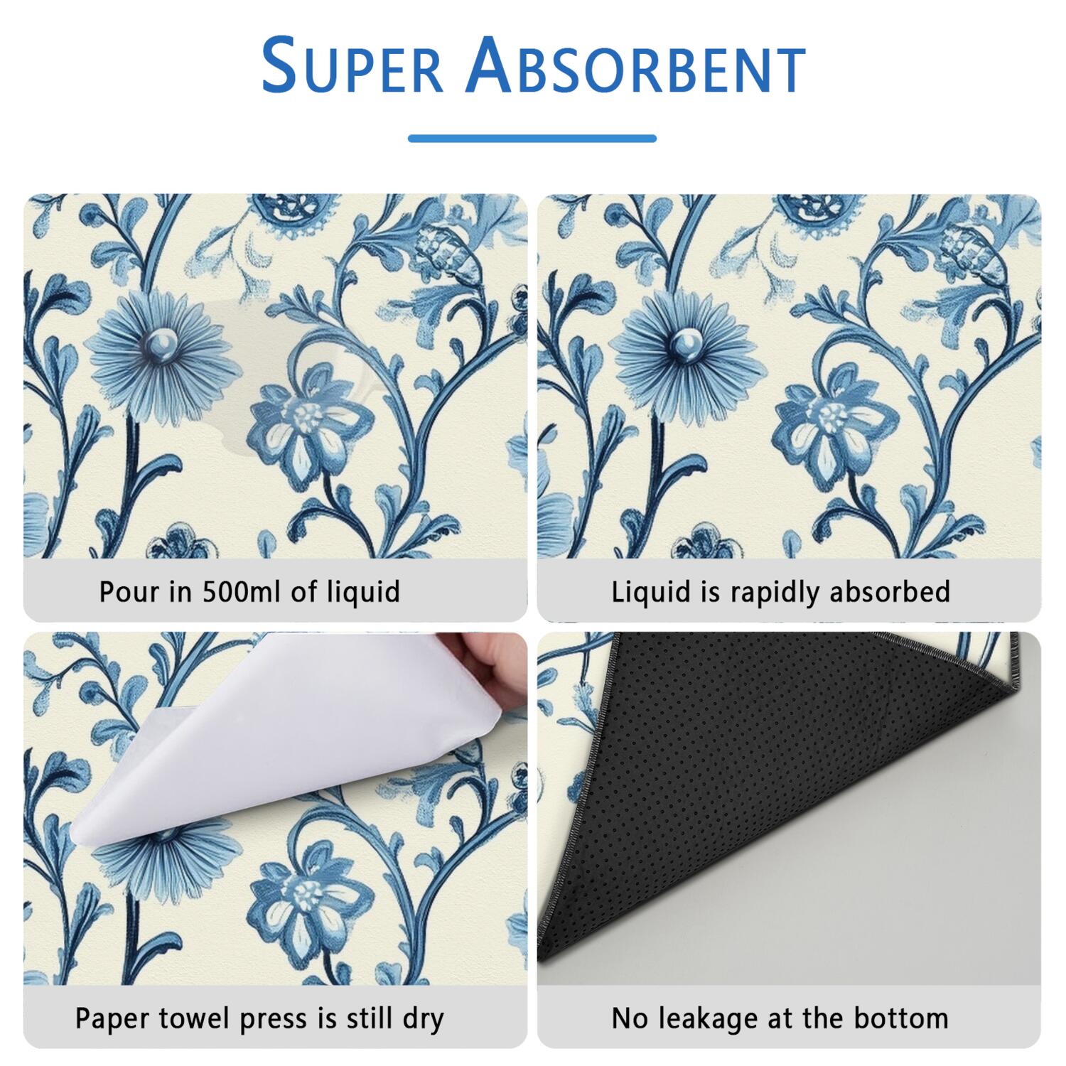 48x48 Inch Washable Pet Pad 2-Pack, Highly Absorbent Reusable Puppy Potty Training Mat with Leak-Proof Base, Non-Slip for Indoor Use, Floral
