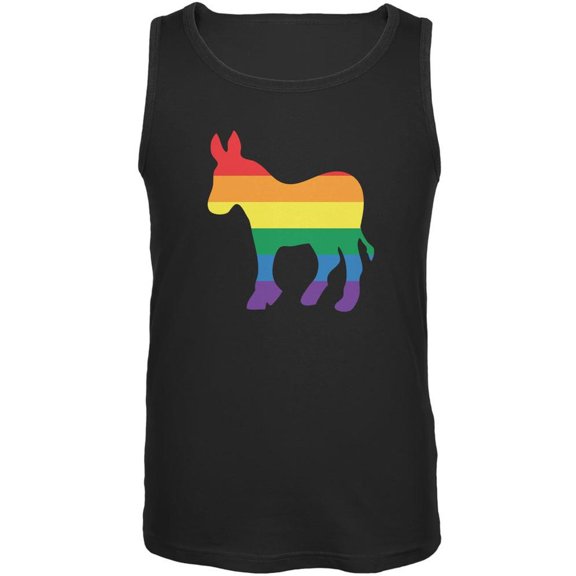 LGBT Gay Democrat Pride Donkey Black Adult Tank Top - X-Large