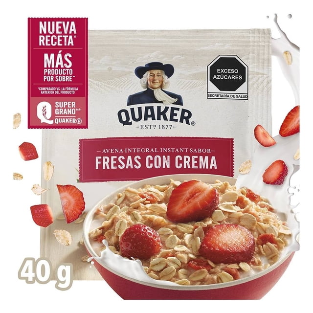 Avena integral Quaker instant sabor fresas con crema 40 g