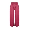 thumbnail image 4 of WHLBF UTTOASFAY Pants for Women Elastic Waist Pocket Drawstring Bohemian Polka Dots Wide Leg Full Length Pants Red XXXL, 4 of 6