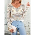 thumbnail image 4 of Womens Crochet Knit Sweater Hollow Out Striped Tops Beach Vacation Cruise Outfits White L, 4 of 6