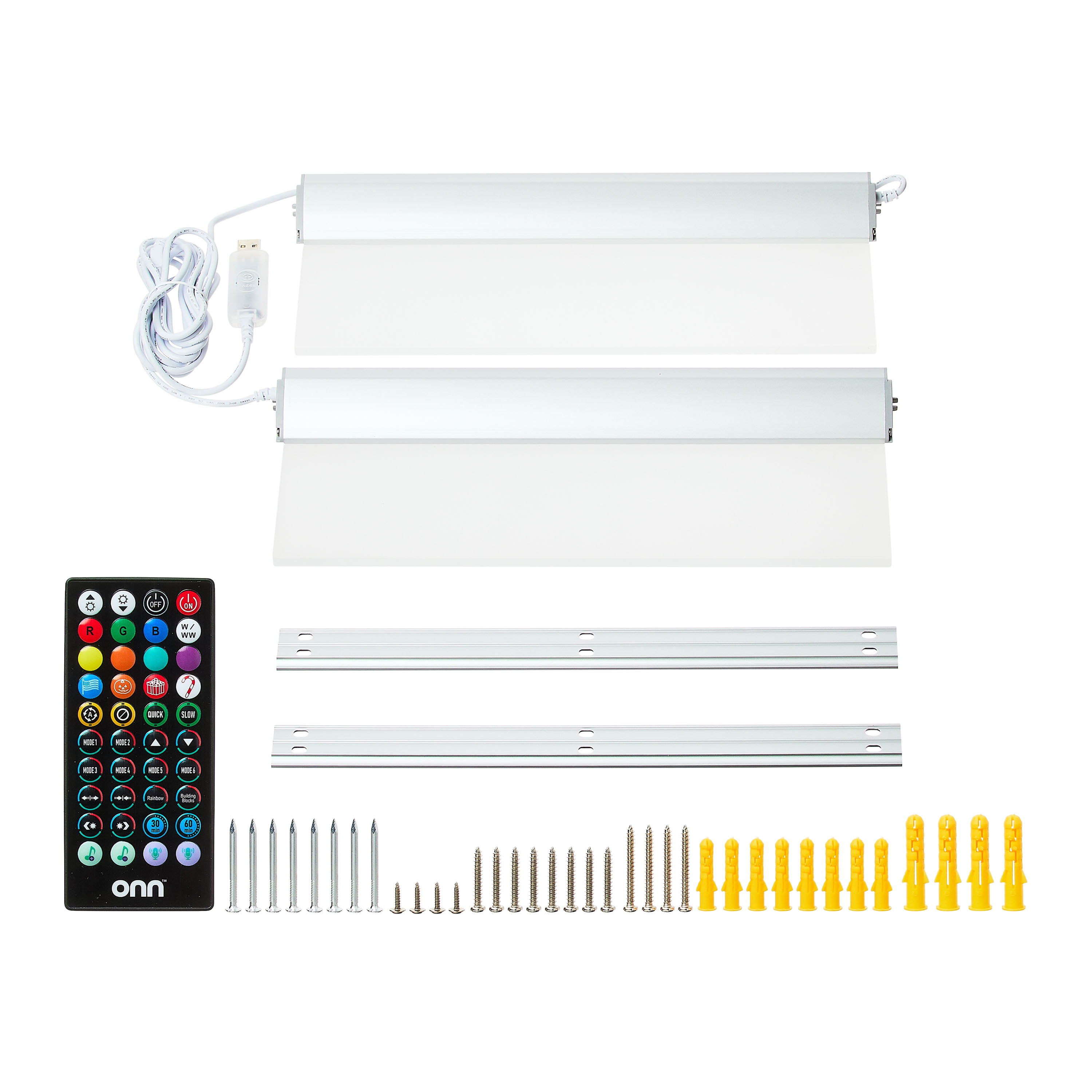 onn RGBIC LED Floating Shelves, 2 Pack