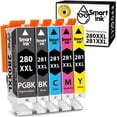 thumbnail image 1 of Smart Ink Compatible Canon 280/281 XXL High-Yield Ink Cartridge Replacement (5-Pack) PGI-280XXL + CLI-281XXL BK/C/M/Y, 1 of 6