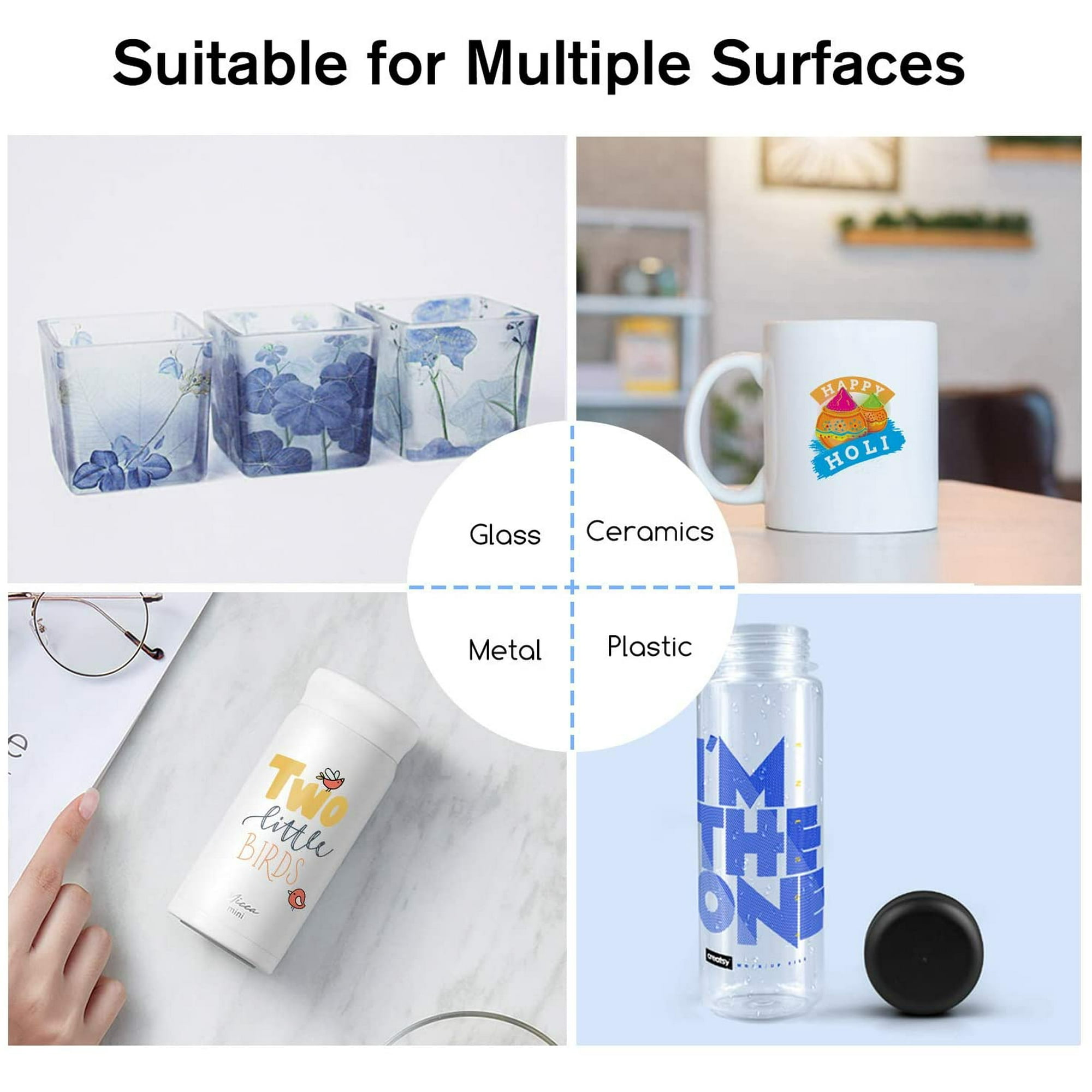 A-SUB Waterslide Decal Paper for Inkjet Printers, 40 Sheets, Clear Water Slide Transfer Paper 8.5x11 in for DIY Tumbler, Mug, Glass Decals