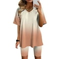 thumbnail image 2 of Blusas para las Mujeres Casual, Cuello en V de Manga Corta Impresa Superior Y Suelto Pantalones Cortos, Conjuntos de Moda de Verano, 2 of 4