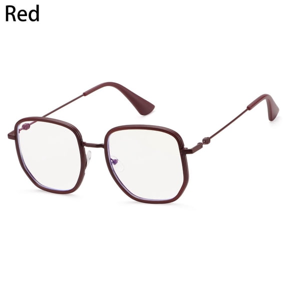 Men Trendy Big Frame Metal Frame Eyeglasses Office Glasses Computer Goggles Anti-radiation Anti Blue Light Glasses RED