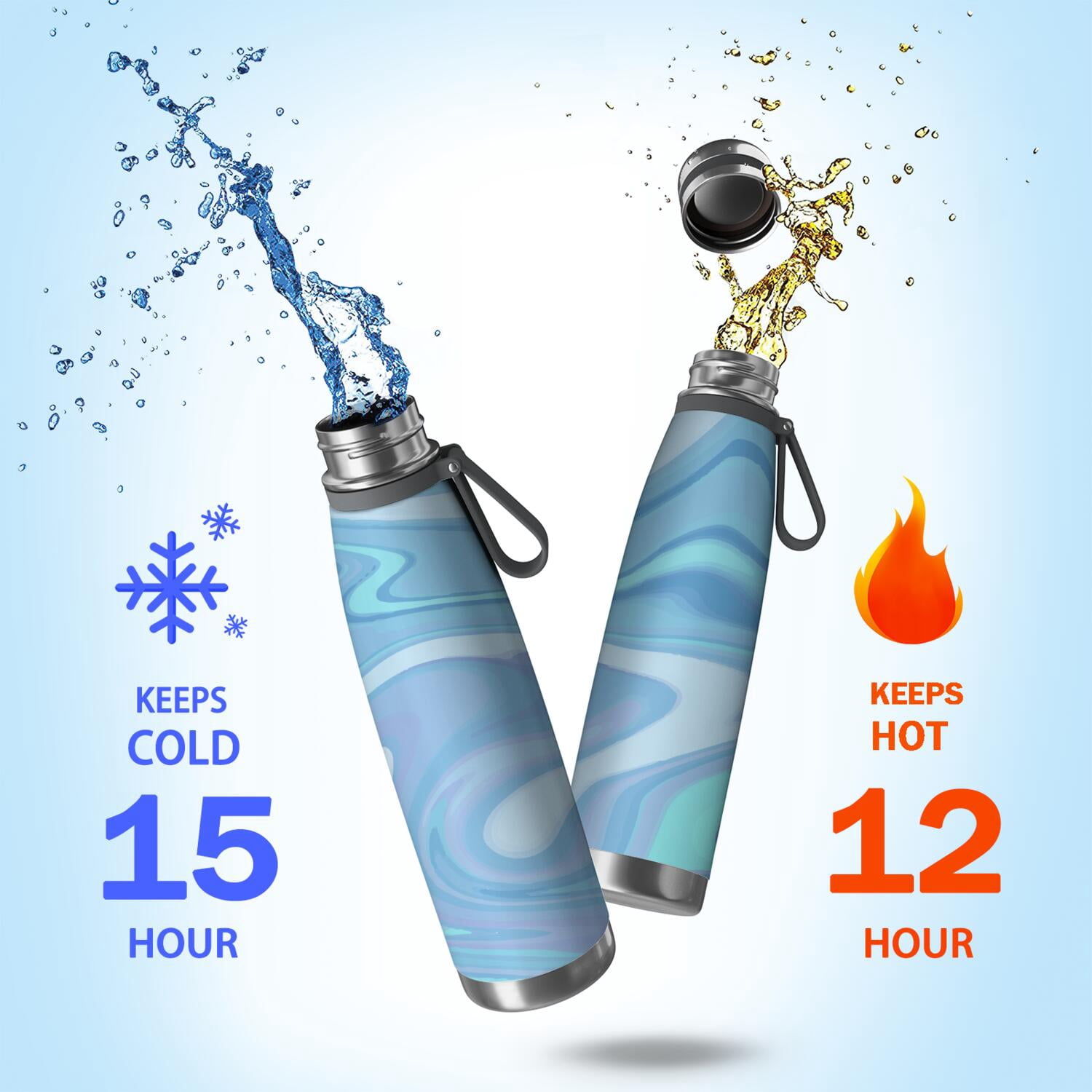 29oz Insulated Water Bottle with Tea Infuser, Stainless Steel Travel Mug, Liquid & Marble Print