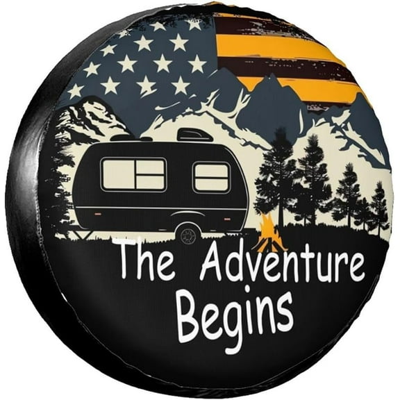 Cute On The Road Again Spare Tire Cover for Rv SUV Truck Trailer - Funny Wheel Covers Weatherproof Universal Fit for Camper Outdoor Travel Wheel Protectors Cover